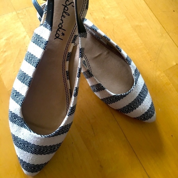Anthropologie Splendid Striped Slingback Flats, Black White, Size 8.5 - Picture 1 of 7